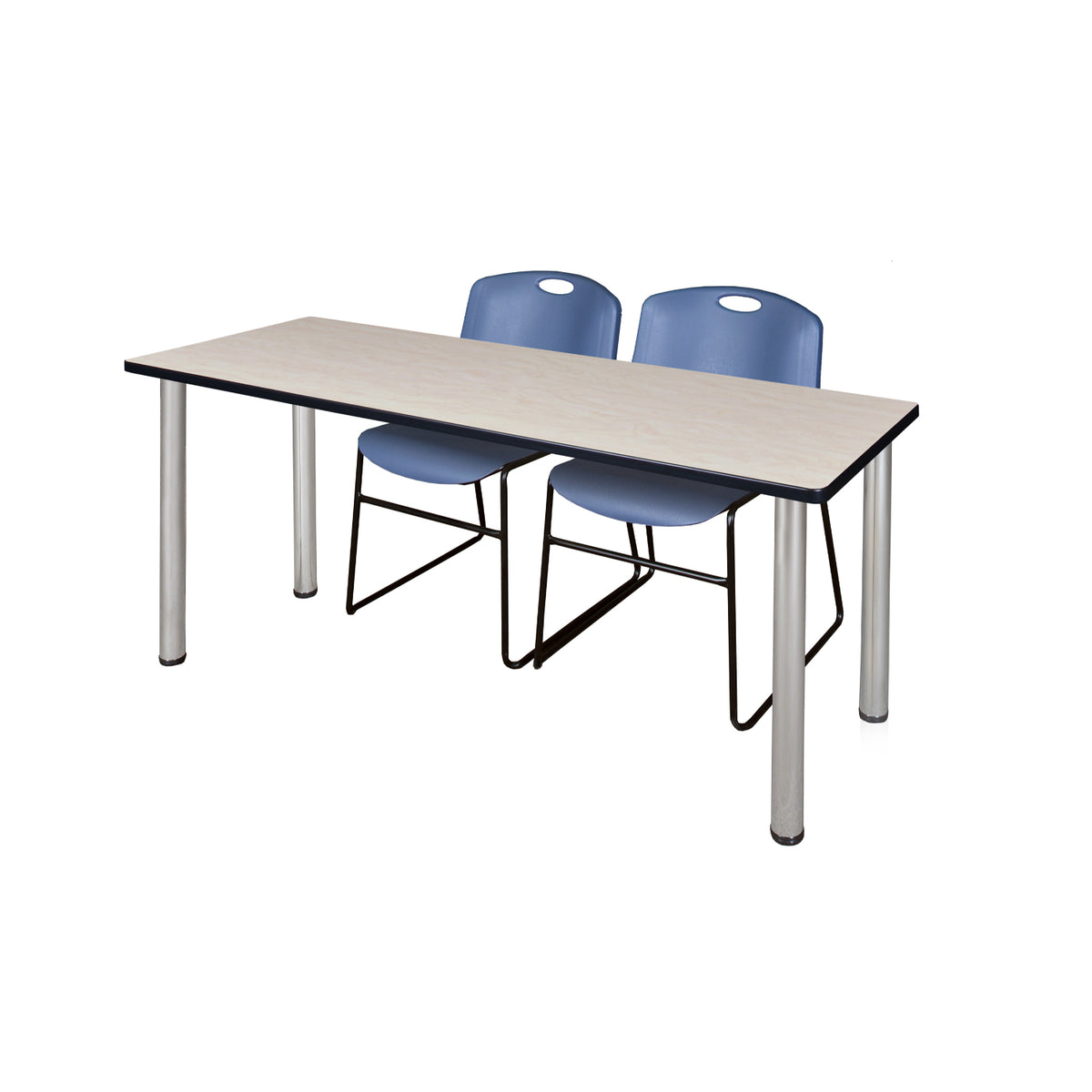 Kee Training Table and Chair Package, Kee 66" x 24" Post Leg Training/Seminar Table with 2 Zeng Stack Chairs