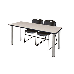 Kee Training Table and Chair Package, Kee 66" x 24" Post Leg Training/Seminar Table with 2 Zeng Stack Chairs