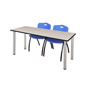 Kee Training Table and Chair Package, Kee 66" x 24" Post Leg Training/Seminar Table with 2 "M" Stack Chairs