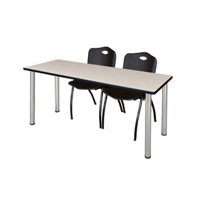 Kee Training Table and Chair Package, Kee 66" x 24" Post Leg Training/Seminar Table with 2 "M" Stack Chairs