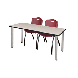 Kee Training Table and Chair Package, Kee 66" x 24" Post Leg Training/Seminar Table with 2 "M" Stack Chairs