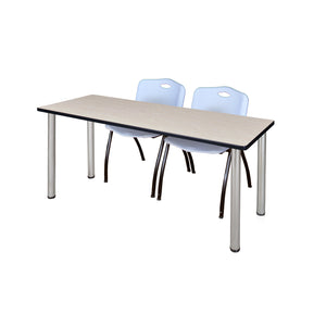 Kee Training Table and Chair Package, Kee 66" x 24" Post Leg Training/Seminar Table with 2 "M" Stack Chairs