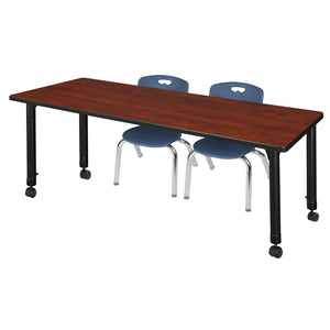 Kee Classroom Table and Chair Package, Kee 72" x 24" Rectangular Mobile Adjustable Height Table with 2 Andy 12" Stack Chairs