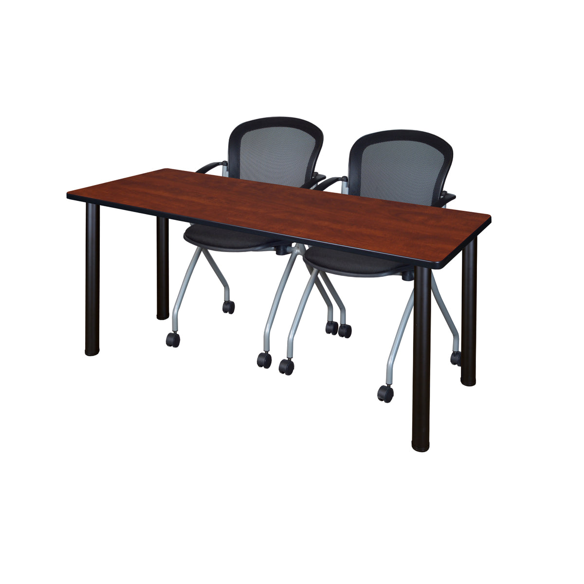 Kee Training Table and Chair Package, Kee 72" x 24" Post Leg Training/Seminar Table with 2 Cadence Nesting Chairs