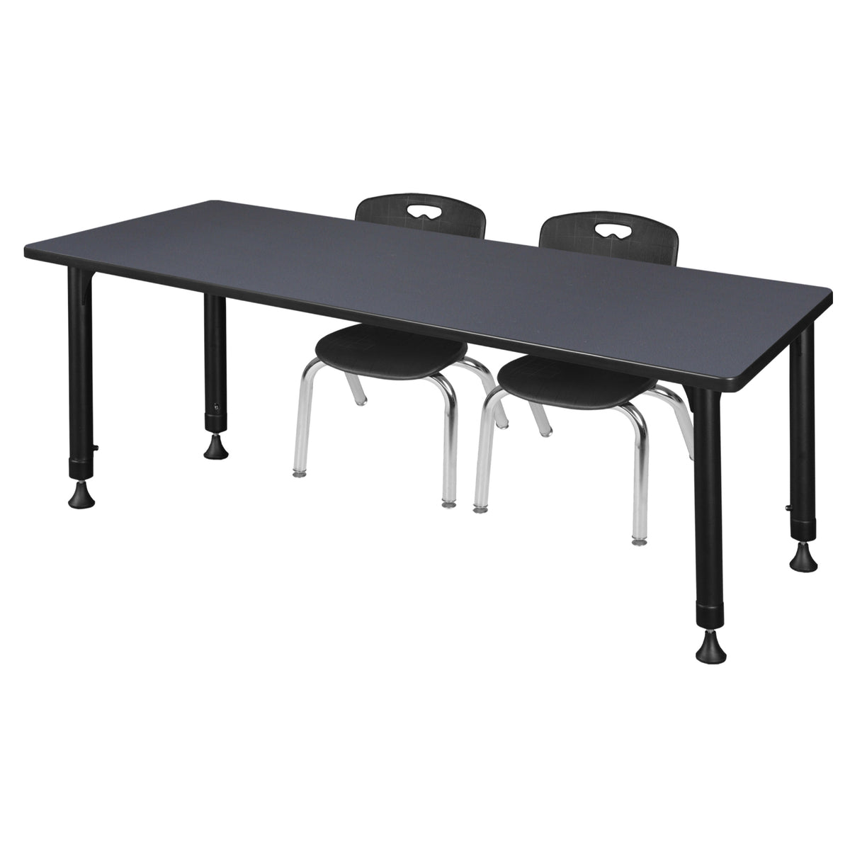Kee Classroom Table and Chair Package, Kee 72" x 24" Rectangular Adjustable Height Table with 2 Andy 12" Stack Chairs