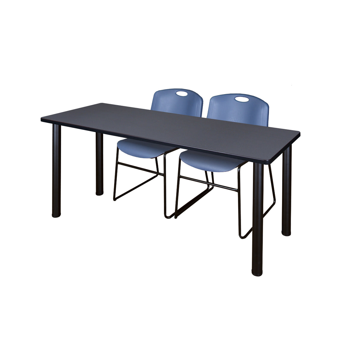 Kee Training Table and Chair Package, Kee 72" x 24" Post Leg Training/Seminar Table with 2 Zeng Stack Chairs