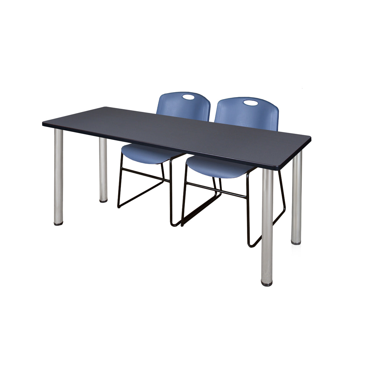 Kee Training Table and Chair Package, Kee 72" x 24" Post Leg Training/Seminar Table with 2 Zeng Stack Chairs