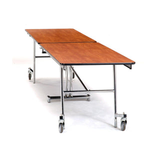 Mobile Shape Cafeteria Table, 8' Rectangle, Plywood Core, Vinyl T-Mold Edge, Chrome Frame