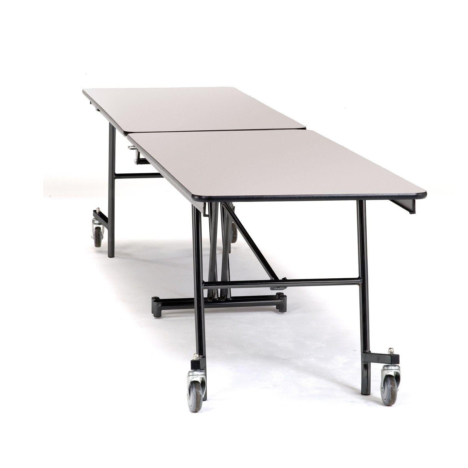 Mobile Shape Cafeteria Table, 8' Rectangle, MDF Core, Black ProtectEdge, Textured Black Frame