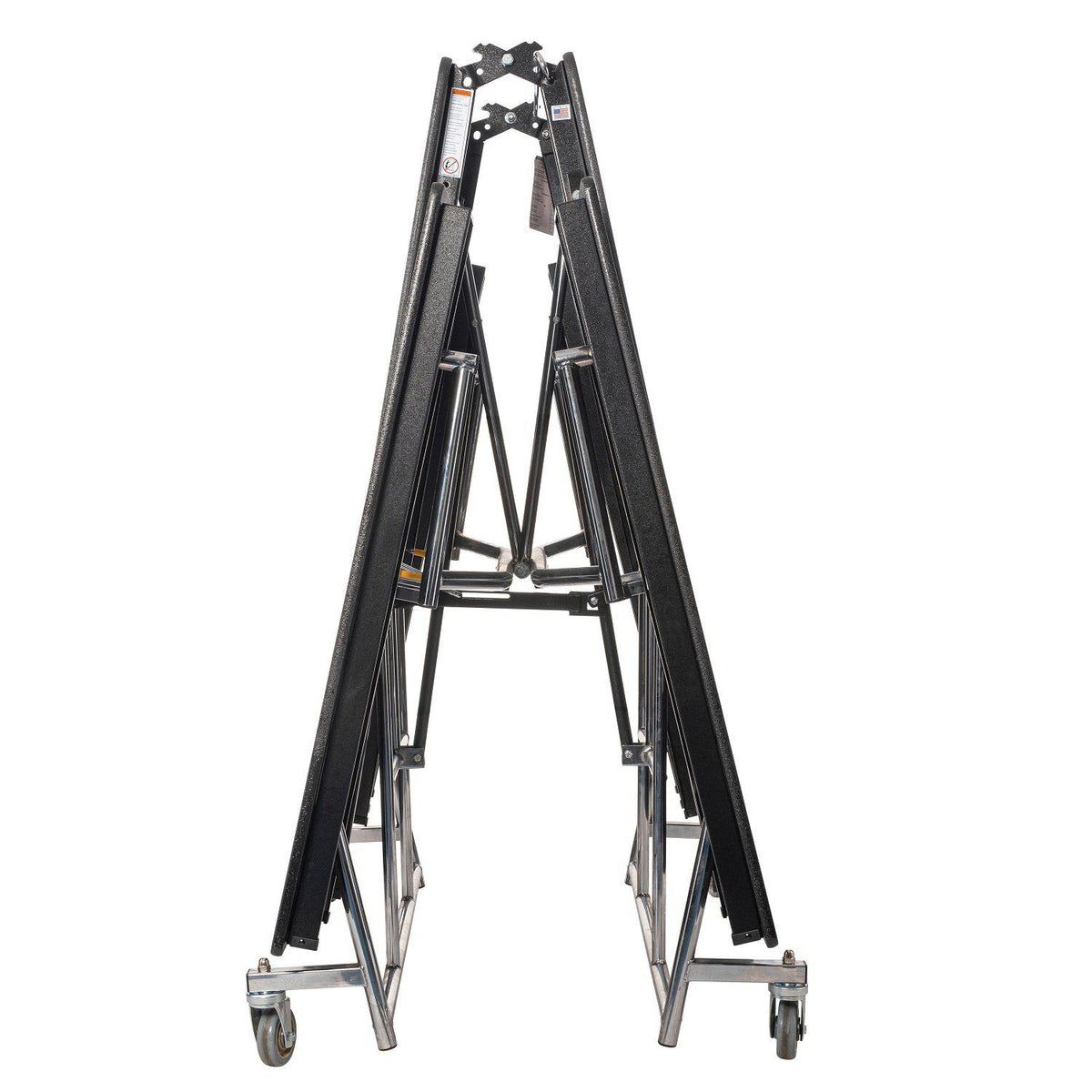 Mobile Cafeteria Table with Benches, 10'L, Particleboard Core, Vinyl T-Mold Edge, Textured Black Frame