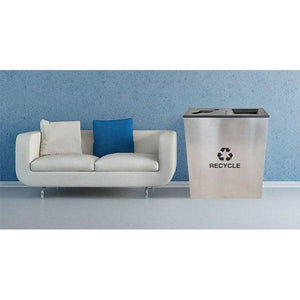 Metro Collection Two Stream Tapered Indoor Recycling Receptacle, Stainless Steel Finish with Black Lids