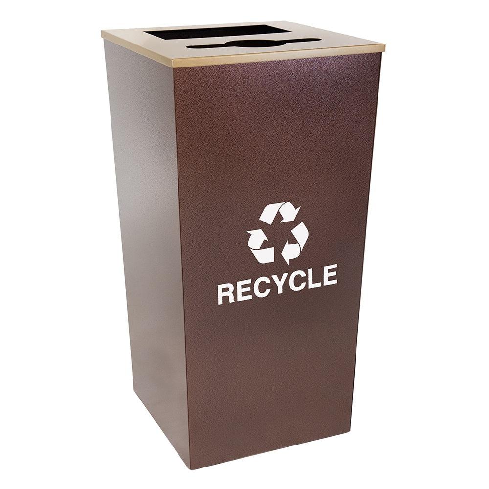 Metro Companion Indoor XL Two-Stream Indoor Recycling Receptacle, Hammered Copper Finish with Gold Lids