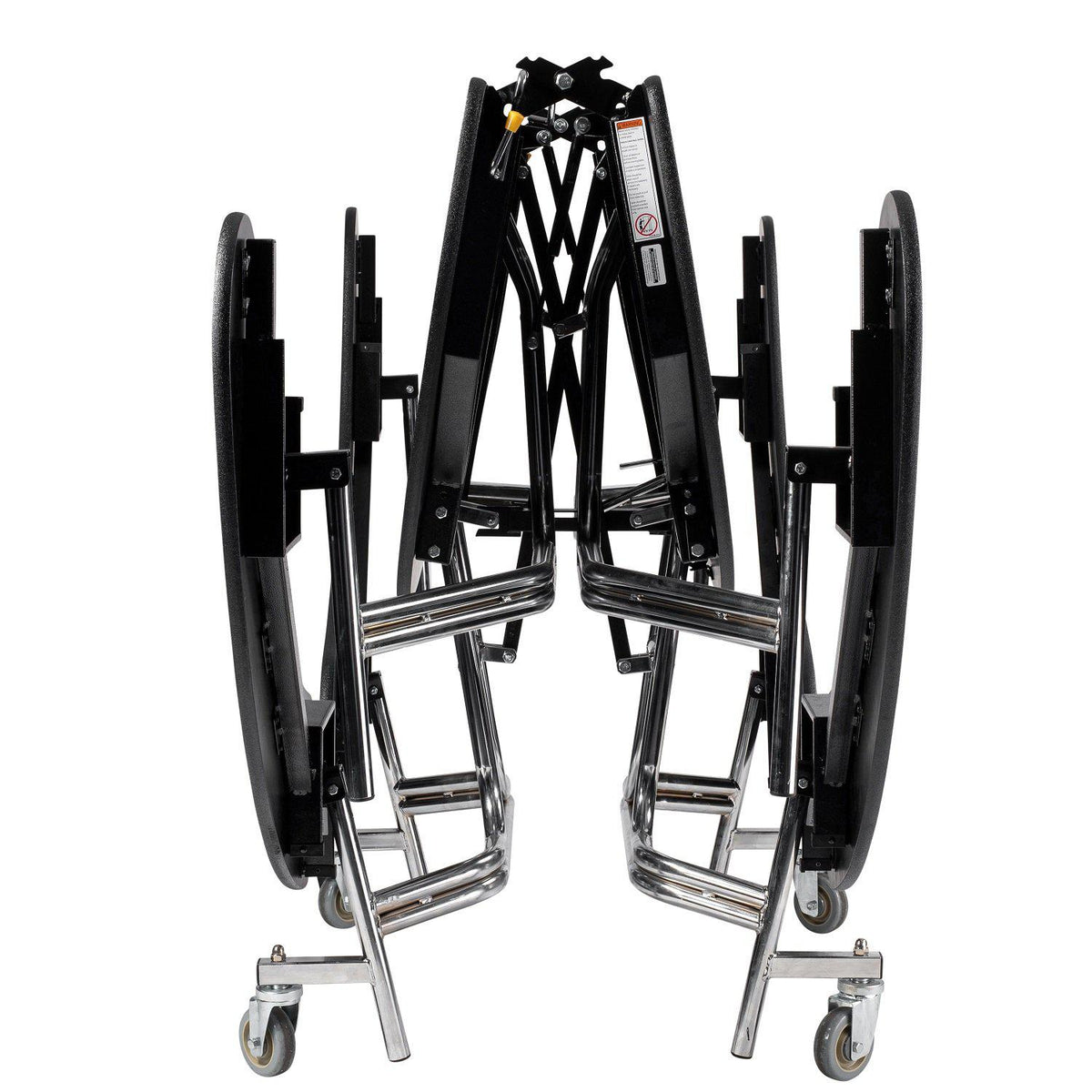 Mobile Cafeteria Table with Benches, 60" Round, Plywood Core, Vinyl T-Mold Edge, Chrome Frame