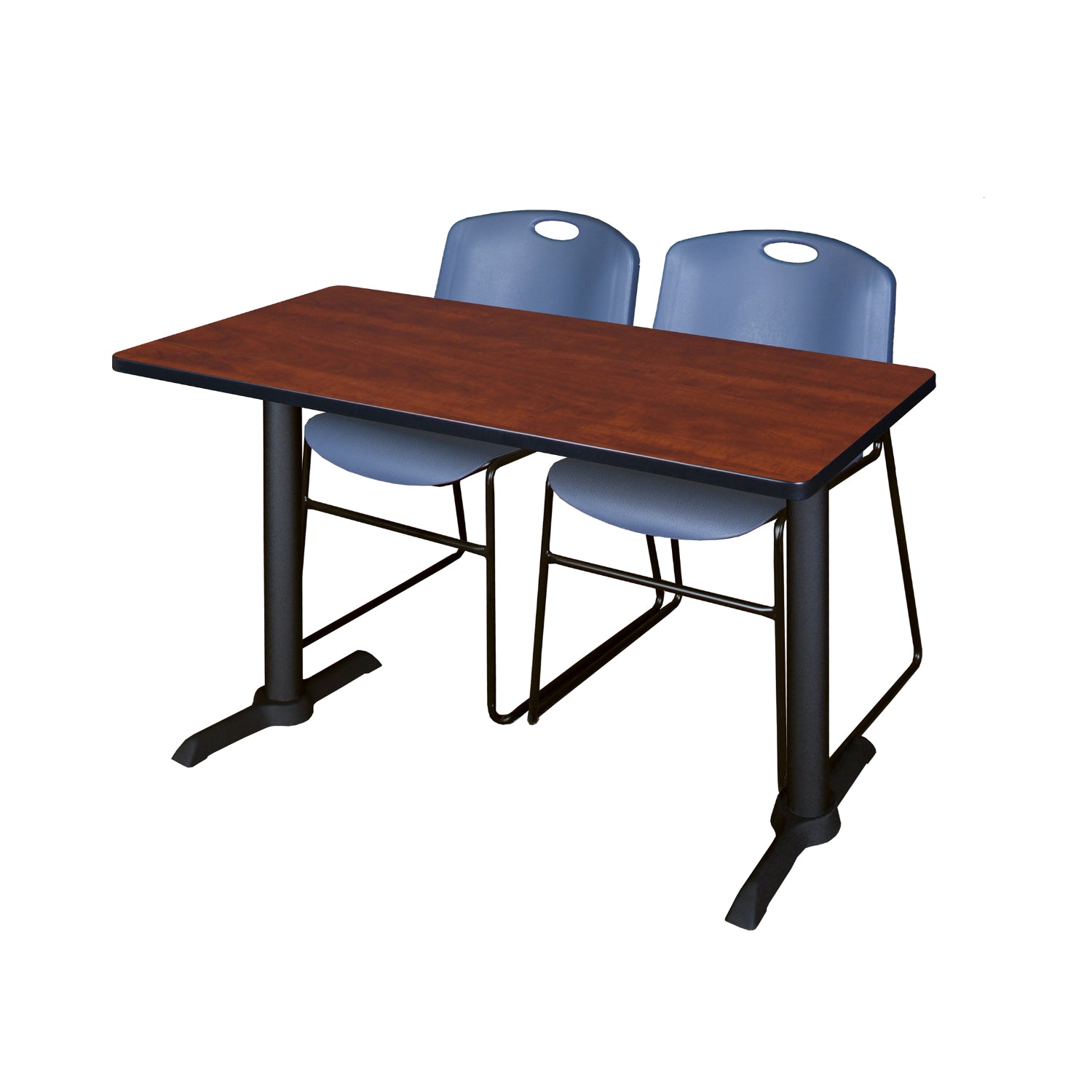 Cain Training Table and Chair Package, Cain 48" x 24" T-Base Training/Seminar Table with 2 Zeng Stack Chairs