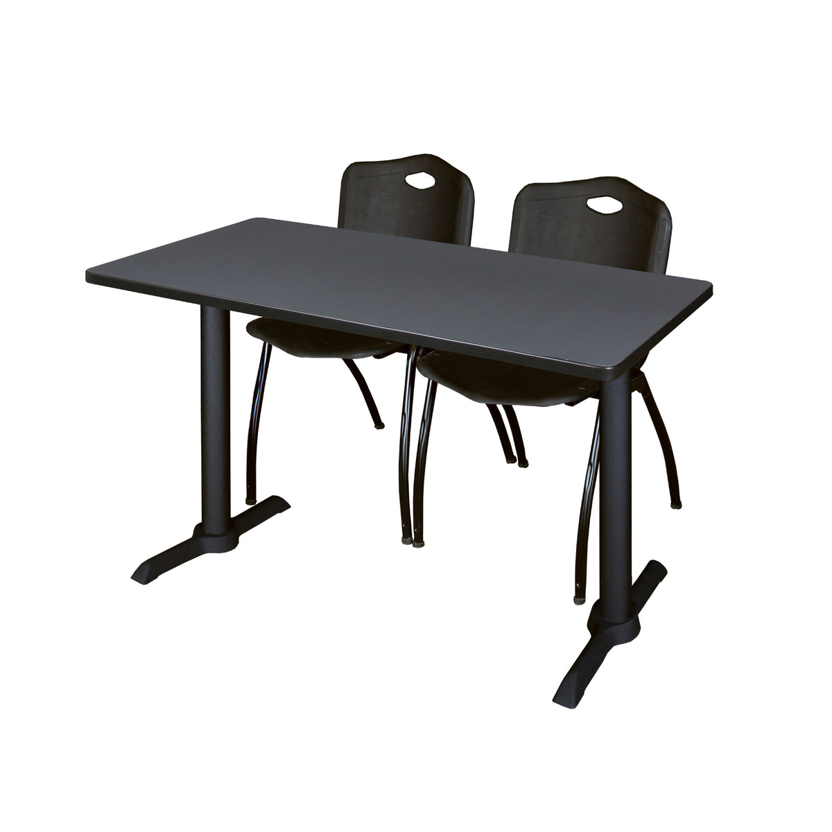 Cain Training Table and Chair Package, Cain 48" x 24" T-Base Training/Seminar Table with 2 "M" Stack Chairs