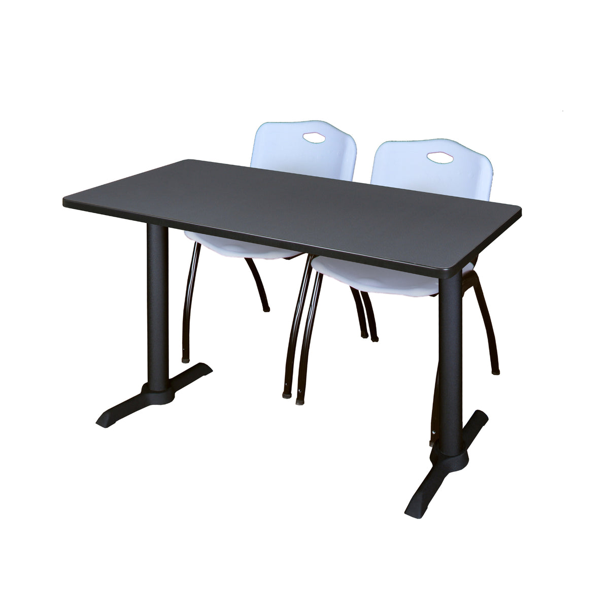 Cain Training Table and Chair Package, Cain 48" x 24" T-Base Training/Seminar Table with 2 "M" Stack Chairs