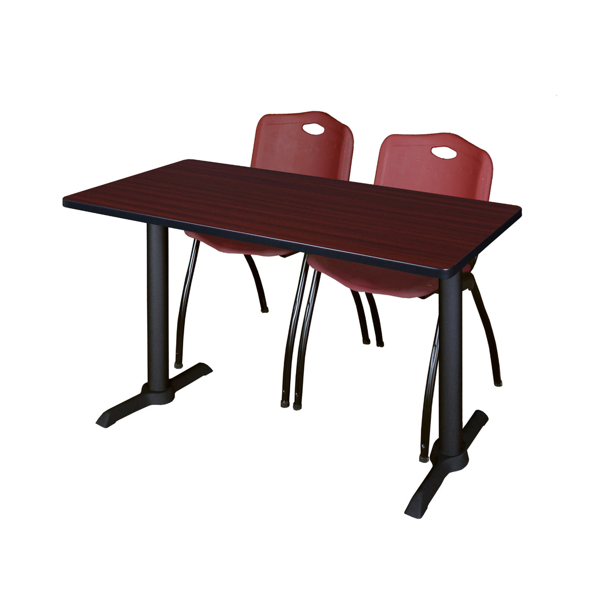 Cain Training Table and Chair Package, Cain 48" x 24" T-Base Training/Seminar Table with 2 "M" Stack Chairs