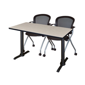 Cain Training Table and Chair Package, Cain 48" x 24" T-Base Training/Seminar Table with 2 Cadence Nesting Chairs