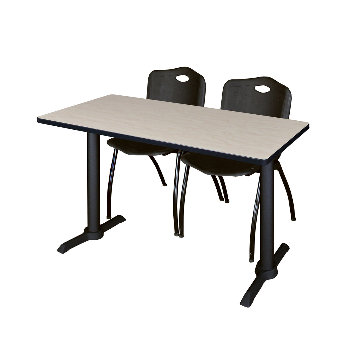 Cain Training Table and Chair Package, Cain 48" x 24" T-Base Training/Seminar Table with 2 "M" Stack Chairs