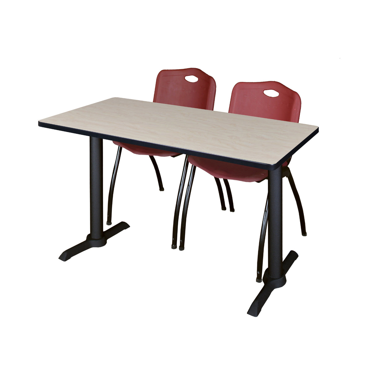 Cain Training Table and Chair Package, Cain 48" x 24" T-Base Training/Seminar Table with 2 "M" Stack Chairs