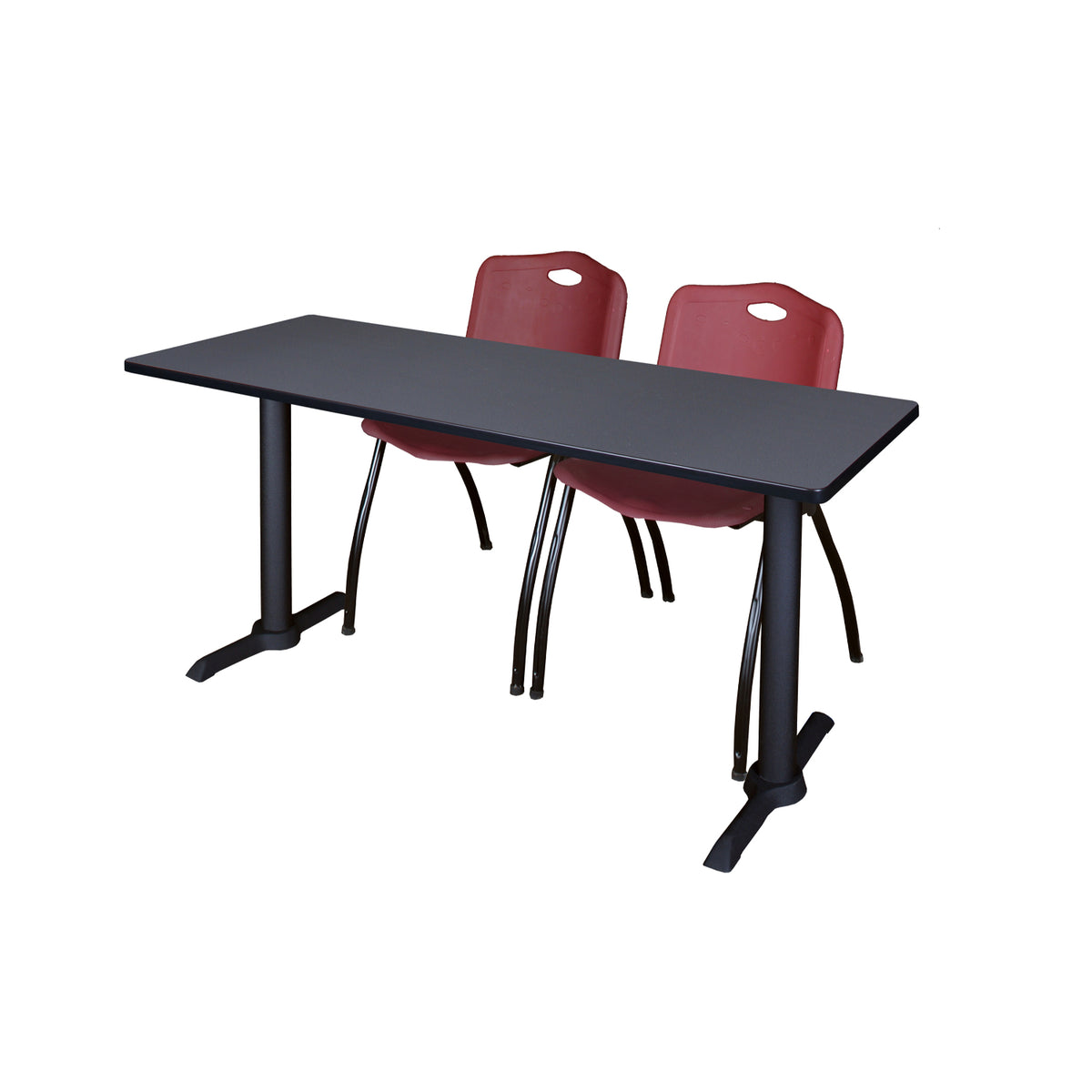 Cain Training Table and Chair Package, Cain 60" x 24" T-Base Training/Seminar Table with 2 "M" Stack Chairs