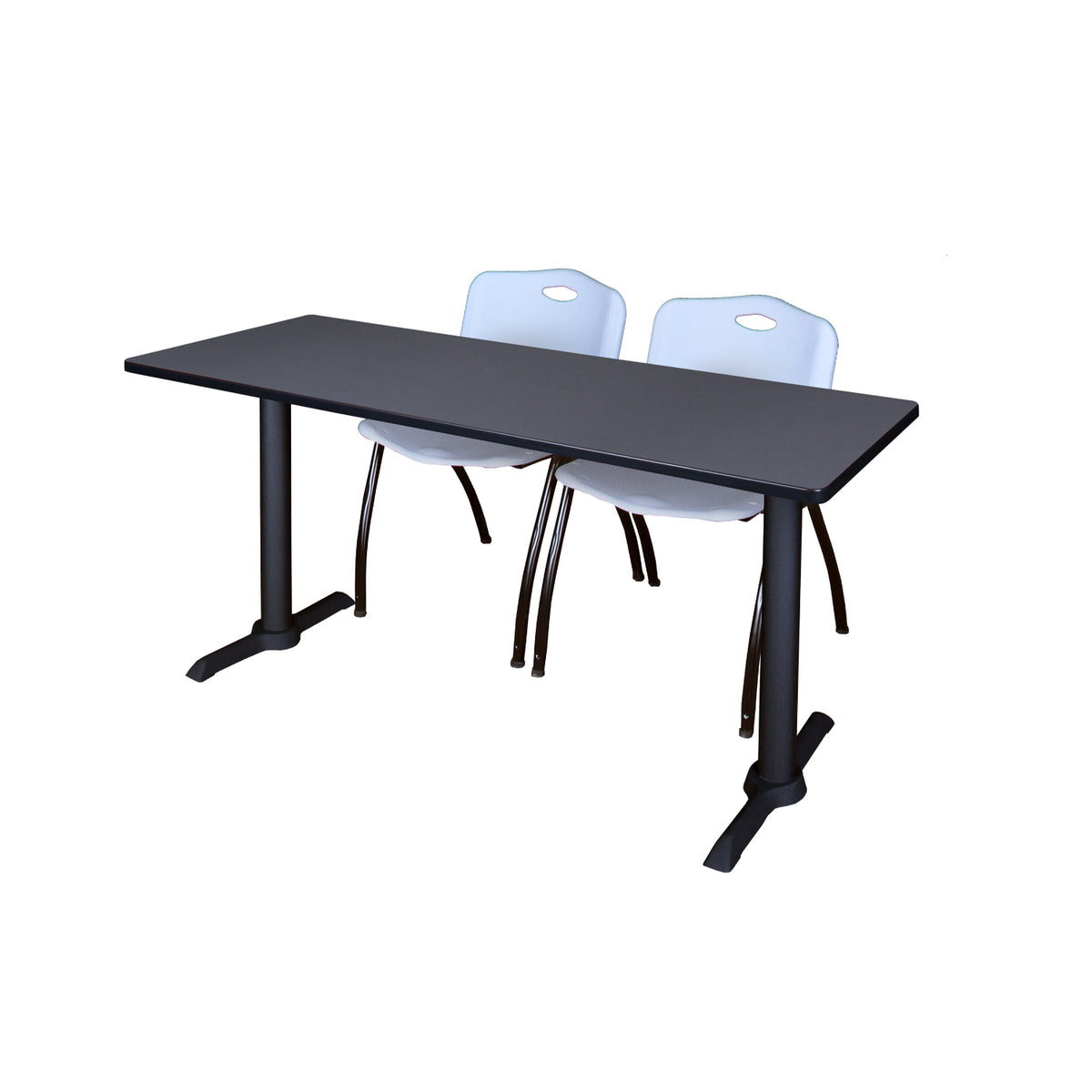 Cain Training Table and Chair Package, Cain 60" x 24" T-Base Training/Seminar Table with 2 "M" Stack Chairs