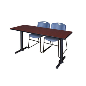 Cain Training Table and Chair Package, Cain 60" x 24" T-Base Training/Seminar Table with 2 Zeng Stack Chairs