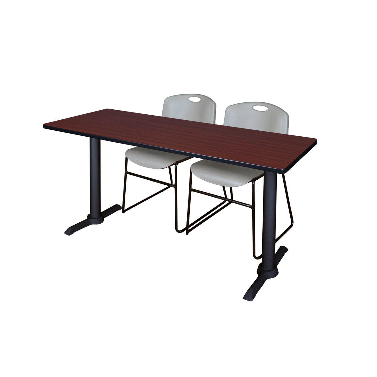 Cain Training Table and Chair Package, Cain 60" x 24" T-Base Training/Seminar Table with 2 Zeng Stack Chairs