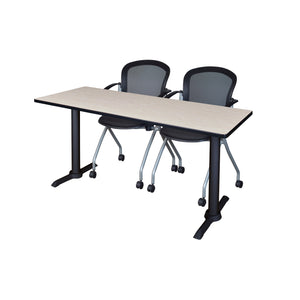 Cain Training Table and Chair Package, Cain 60" x 24" T-Base Training/Seminar Table with 2 Cadence Nesting Chairs