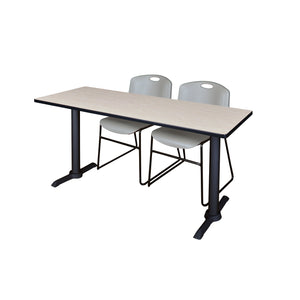 Cain Training Table and Chair Package, Cain 60" x 24" T-Base Training/Seminar Table with 2 Zeng Stack Chairs