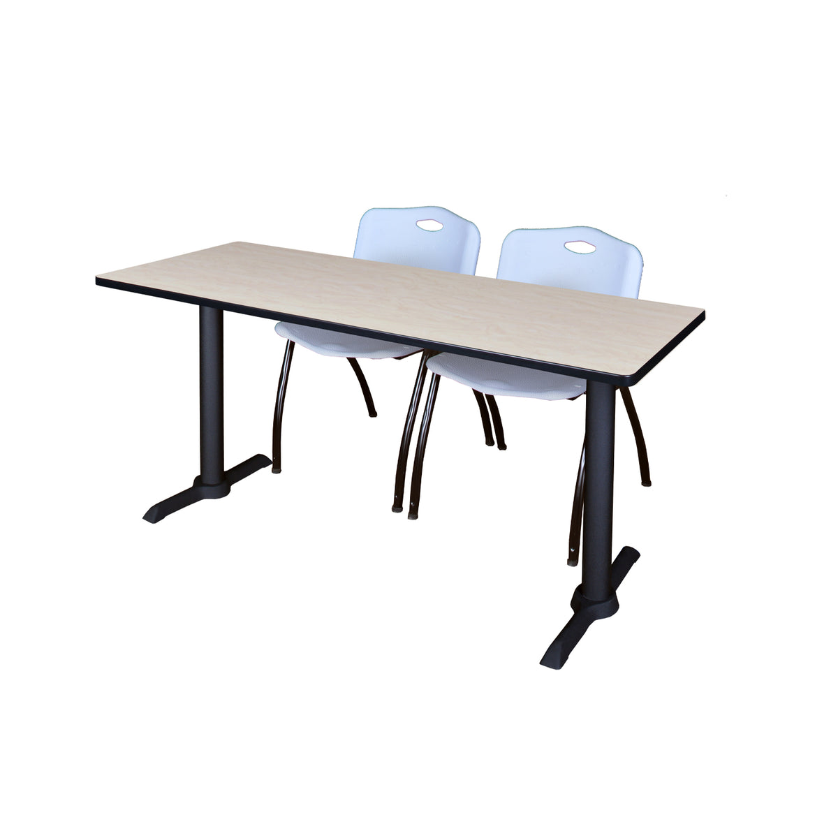 Cain Training Table and Chair Package, Cain 60" x 24" T-Base Training/Seminar Table with 2 "M" Stack Chairs