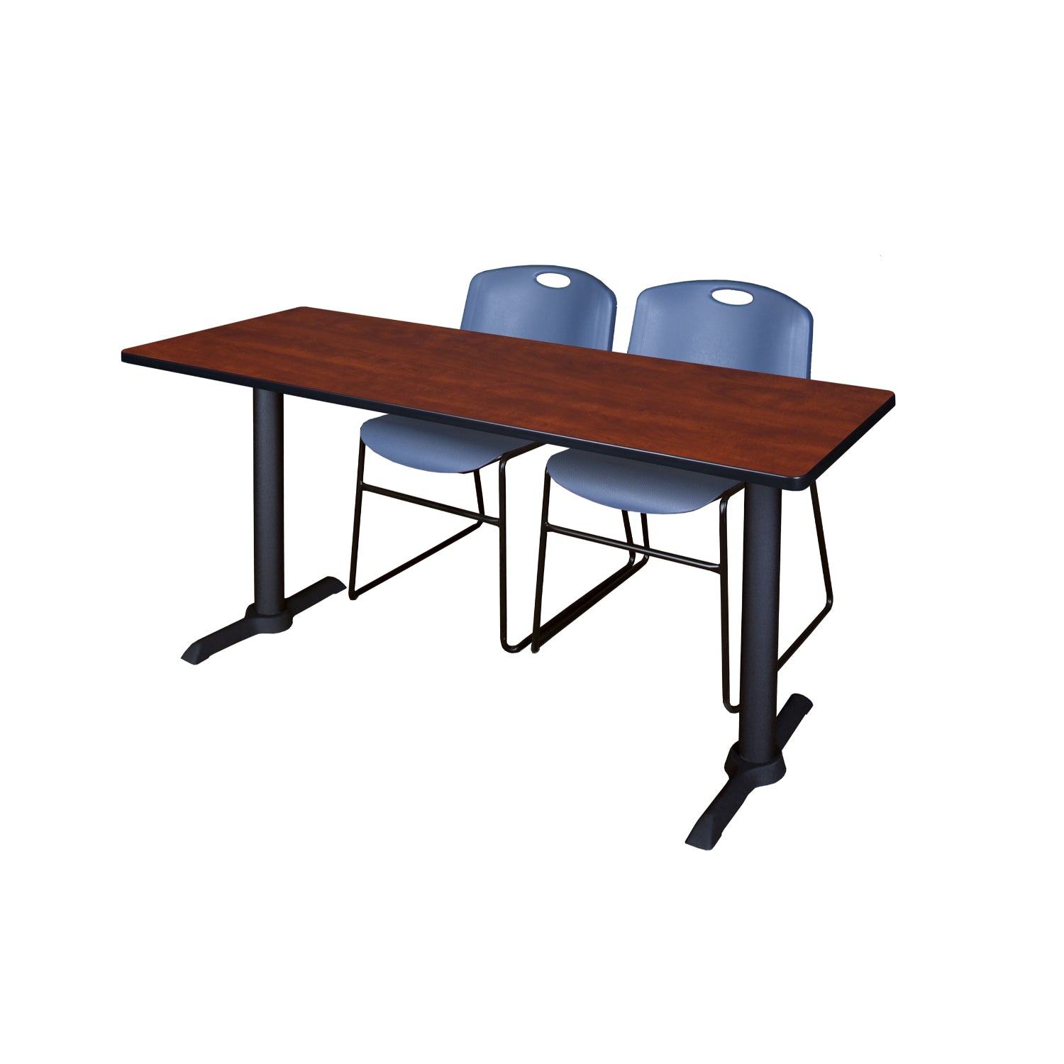 Cain Training Table and Chair Package, Cain 66" x 24" T-Base Training/Seminar Table with 2 Zeng Stack Chairs