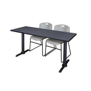 Cain Training Table and Chair Package, Cain 66" x 24" T-Base Training/Seminar Table with 2 Zeng Stack Chairs