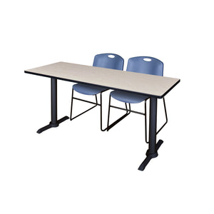 Cain Training Table and Chair Package, Cain 66" x 24" T-Base Training/Seminar Table with 2 Zeng Stack Chairs