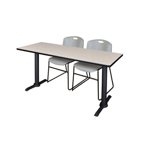 Cain Training Table and Chair Package, Cain 66" x 24" T-Base Training/Seminar Table with 2 Zeng Stack Chairs