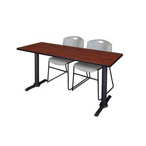 Cain Training Table and Chair Package, Cain 72" x 24" T-Base Training/Seminar Table with 2 Zeng Stack Chairs