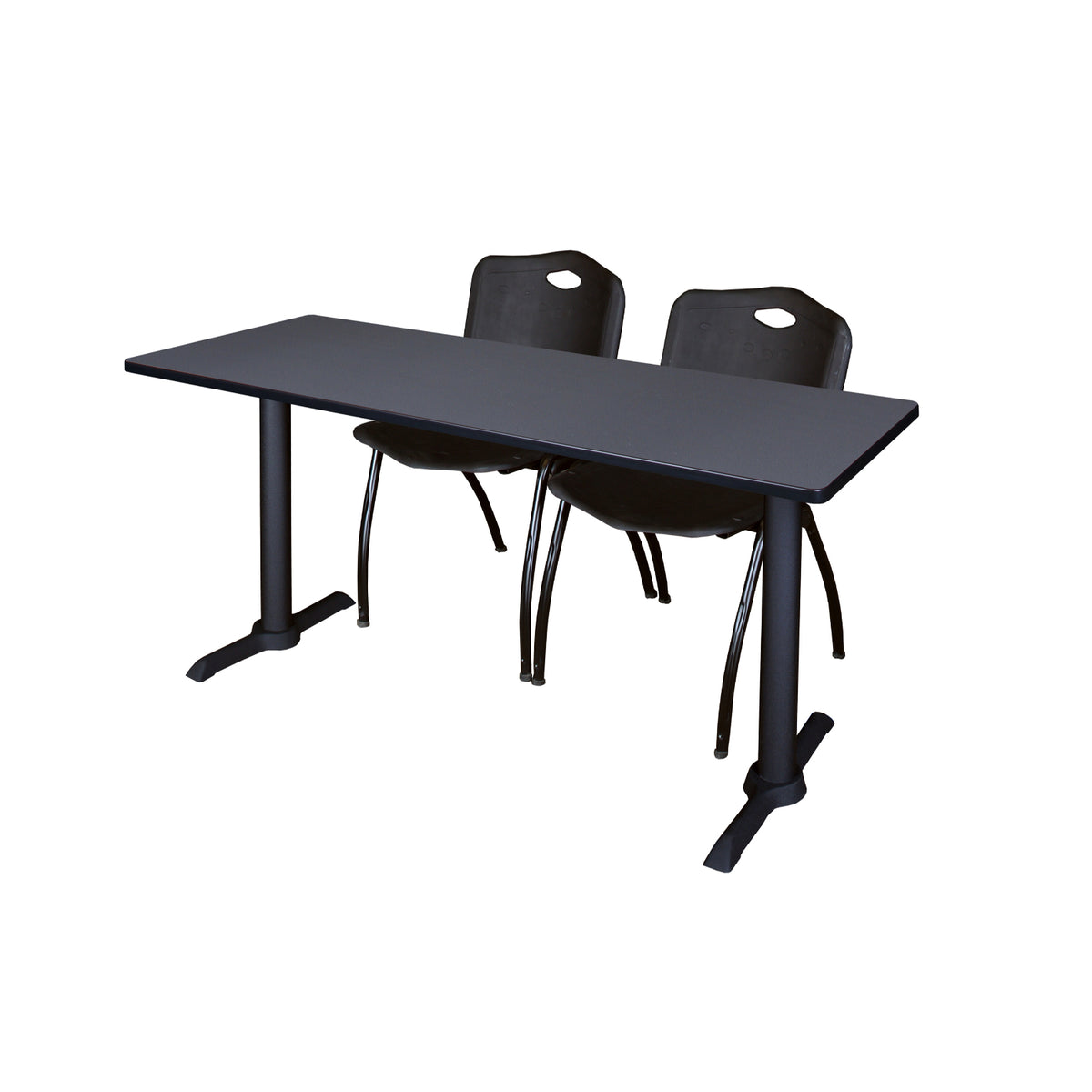 Cain Training Table and Chair Package, Cain 72" x 24" T-Base Training/Seminar Table with 2 "M" Stack Chairs