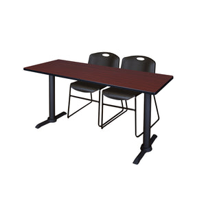 Cain Training Table and Chair Package, Cain 72" x 24" T-Base Training/Seminar Table with 2 Zeng Stack Chairs