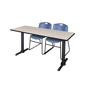 Cain Training Table and Chair Package, Cain 72" x 24" T-Base Training/Seminar Table with 2 Zeng Stack Chairs