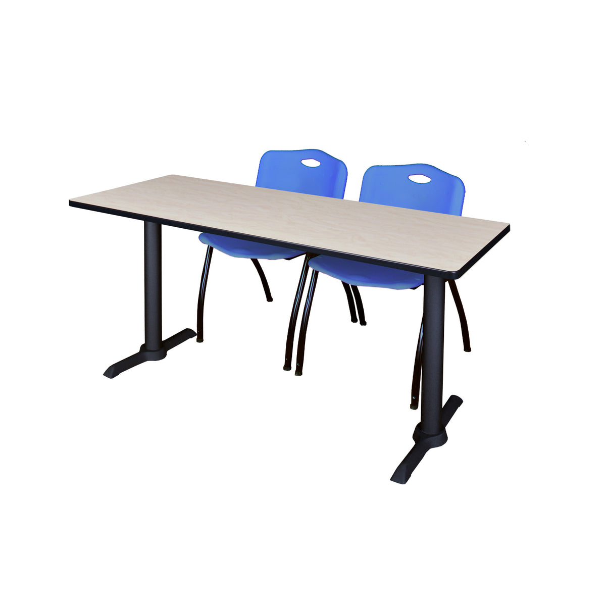 Cain Training Table and Chair Package, Cain 72" x 24" T-Base Training/Seminar Table with 2 "M" Stack Chairs