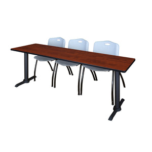 Cain Training Table and Chair Package, Cain 84" x 24" T-Base Training/Seminar Table with 3  "M" Stack Chairs