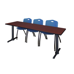 Cain Training Table and Chair Package, Cain 84" x 24" T-Base Training/Seminar Table with 3  "M" Stack Chairs