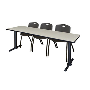 Cain Training Table and Chair Package, Cain 84" x 24" T-Base Training/Seminar Table with 3  "M" Stack Chairs