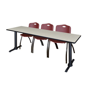 Cain Training Table and Chair Package, Cain 84" x 24" T-Base Training/Seminar Table with 3  "M" Stack Chairs
