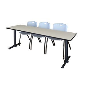 Cain Training Table and Chair Package, Cain 84" x 24" T-Base Training/Seminar Table with 3  "M" Stack Chairs