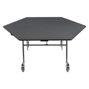 Mobile EasyFold Table, 60" Hexagon, MDF Core, Black ProtectEdge, Chrome Frame