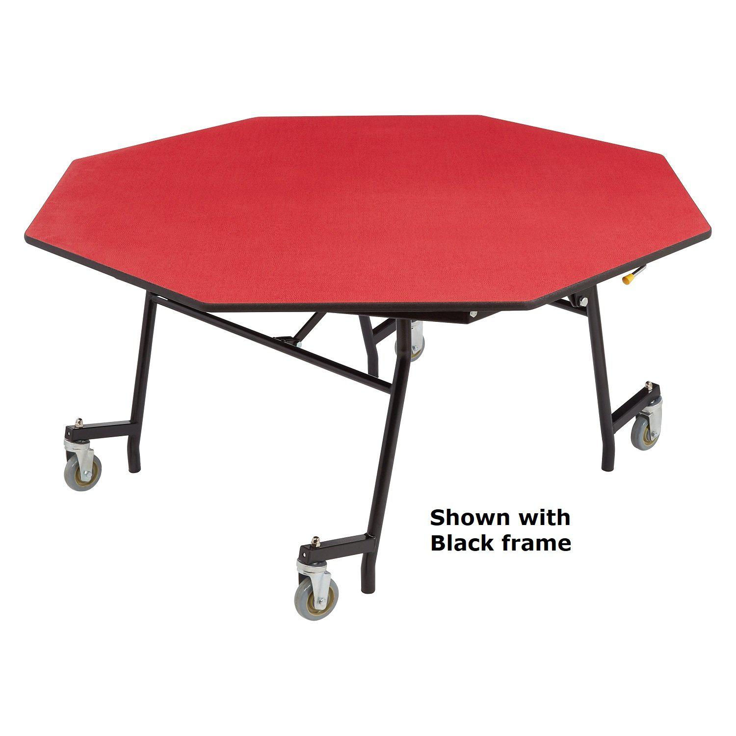 Mobile EasyFold Table, 60" Octagon, Particleboard Core, Vinyl T-Mold Edge, Chrome Frame