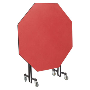 Mobile EasyFold Table, 60" Octagon, Particleboard Core, Vinyl T-Mold Edge, Chrome Frame