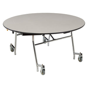 Mobile EasyFold Table, 60" Round, Plywood Core, Vinyl T-Mold Edge, Chrome Frame