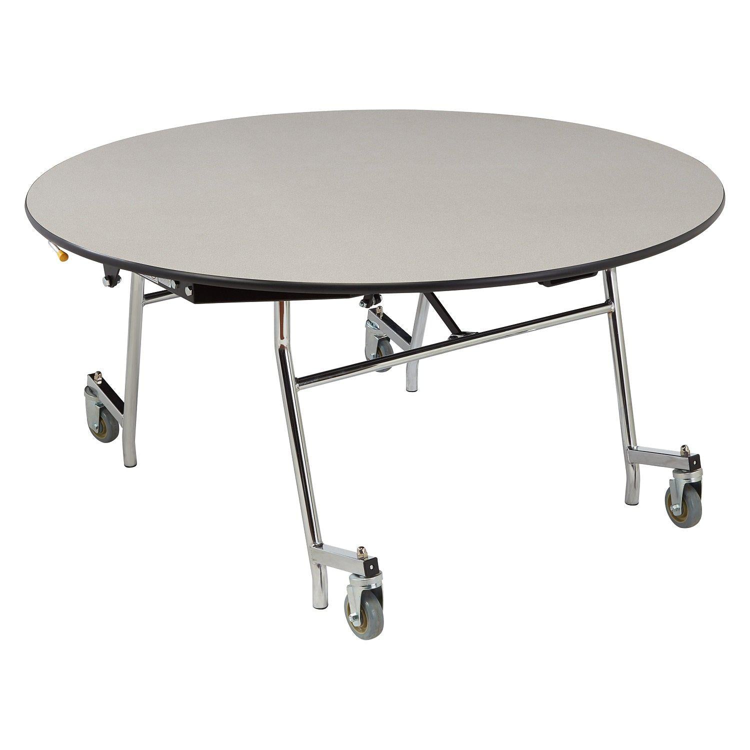 Mobile EasyFold Table, 60" Round, Particleboard Core, Vinyl T-Mold Edge, Chrome Frame